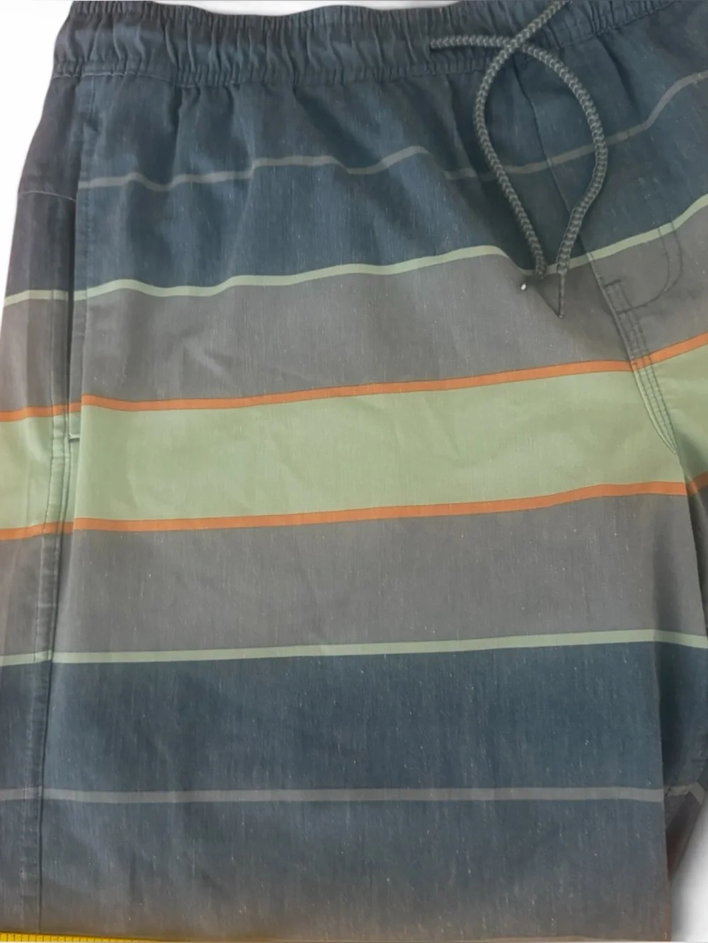 Hang Ten Men’s XL Striped Swim Trunks Board Shorts Compression Liner Blue Gray